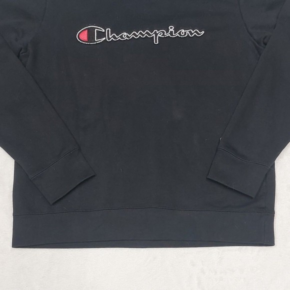 Champion Black Essentials Spellout Crewneck Sweatshirt Men's Size Medium - Picture 4 of 13